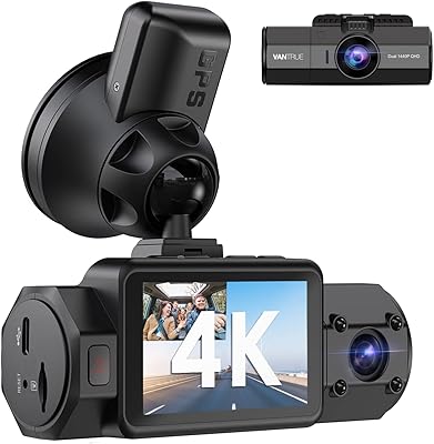 Caméra de tableau de bord vantrue n2s 4k avec gps, double caméra
