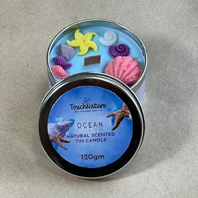 Bougie de cire de soja parfumée touch nature avec mèche en bois. océan.