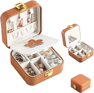 Mecacoz mini boîte à bijoux de voyage, petite boîte à bijoux de voyage portable avec fermeture miroir pour bagues, colliers, bracelets, boucles d'oreilles, cadeau pour femmes filles (marron). Vos marques préférées à prix réduits sur Diaytar