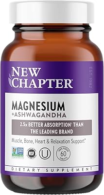 Complément alimentaire new chapter magnésium magnésium et ashwagandha absorption 25x récupération musculaire santé