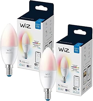Ampoule intelligente led wiz color bougie c37 e14 470 lm, lot de 2