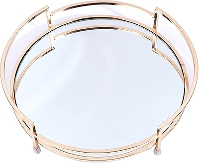 Temari mac home decor plateau miroir doré plateau de service en métal