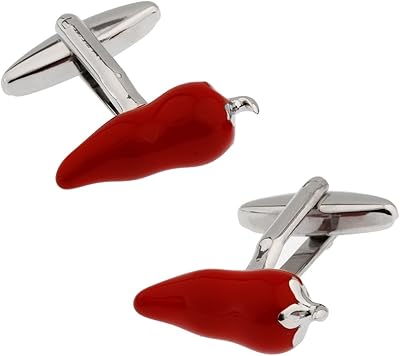 Mrcuff piment rouge piment épicé chef cuisinier paire de boutons de manchette
