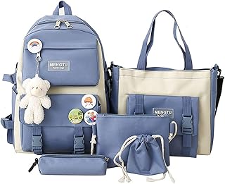 Ensemble de 5 sacs à dos d'école avec collier, sac à déjeuner, trousse