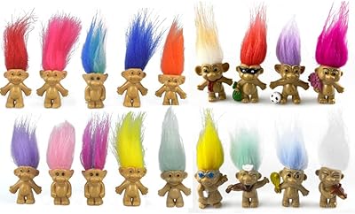 Ensemble de 18 pièces de poupée lucky troll porte-bonheur en pvc de couleur