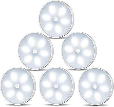 Lumière à détecteur de mouvement, paquet de 6 veilleuses led rechargeables pour escaliers