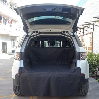 Grand revêtement de coffre de voiture pour chiens, tissu oxford imperméable et robuste avec housse d'absorption des chocs étendue pour animaux de compagnie, housse de protection pour chiens pour voitures, camions, suv, noir. Diaytar : L'e-commerce accessible à tous les Sénégalais