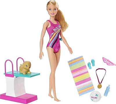 Poupée barbie dreamhouse adventures swim and dive, 11,5" en maillot de bain