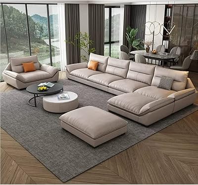 Ensemble de canapé de salon multifonctionnel avec cadre en bois et cuir pu