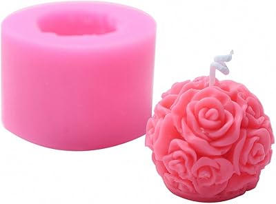 Moldfun 3d moule à bougie boule de rose, moule en silicone fleur