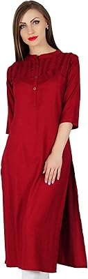 Bimba tunique droite en rayonne marron pour femme, kurti décontracté d'été indien
