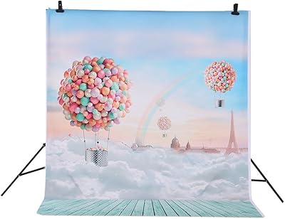Fond de photographie andoer 15 x 2 m ballons arc-en-ciel et ciel