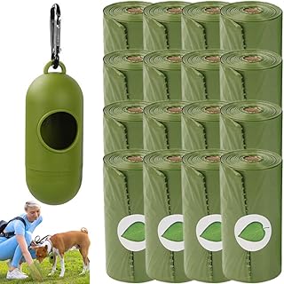 Goodern 16 rouleaux de sacs à déjections canines avec distributeur, 240 grands sacs à déjections canines, sac à déjections biodégradables pour chien, sacs portables anti-fuite pour déjections d'animaux, sacs à déchets respectueux de l'environnement, sacs à déjections pour chats. Plus de choix, moins de dépenses avec Diaytar