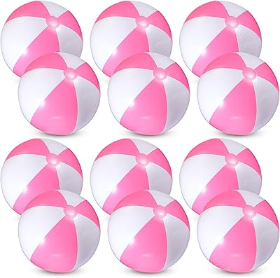 12 pièces 16" ballons de plage gonflables en pvc rose et blanc balles