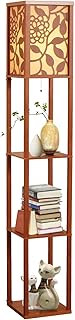 Lampadaire led sur pied moderne janed avec 3 étagères de rangement en bois