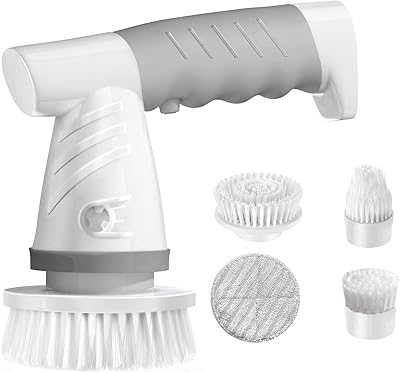 Wawasia brosse à récurer électrique rotative sans fil pour salle de bain, brosse de douche portable rechargeable pour nettoyer la baignoire/carrelage/sol/évier/fenêtre, avec 4 têtes de brosse de nettoyage remplaçables. Diaytar : Vivez l'expérience du shopping malin