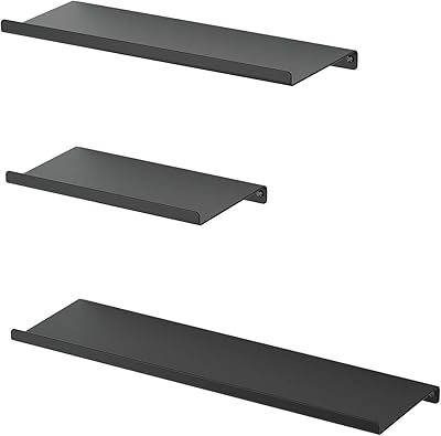 Étagères flottantes noires sriwata ensemble de 3 étagères murales en métal pour chambre