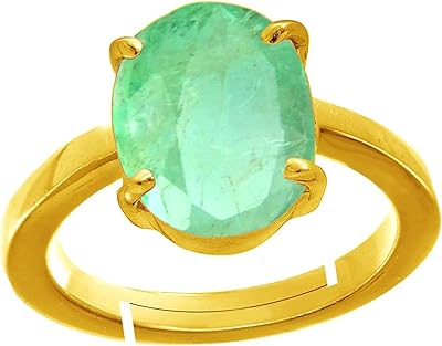 Bague réglable en pierre de panna naturelle plaquée or 5,00 carats rashi ratna