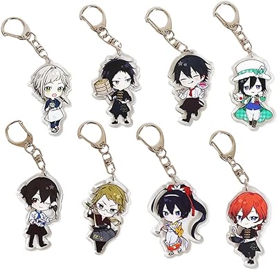 Jcvcx 8 pièces bungo cosplay chiens porte-clés nakajima atsushi dazai osamu
