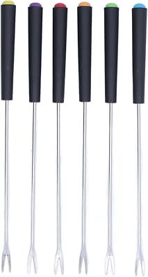Ensemble de 6 fourchettes à fondue, bâtonnets à fondue en acier inoxydable, fourchettes