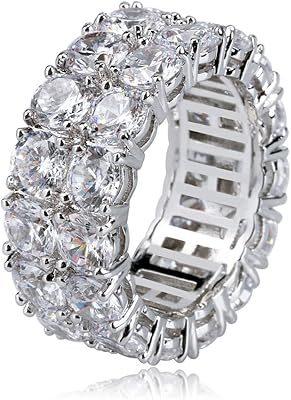 Bague de mariage en diamant rond à deux rangées de 9 mm