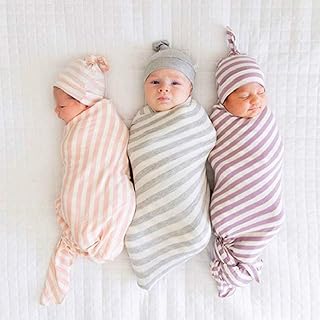 Ensemble de 3 couvertures d'emmaillotage pour bébé en mousseline pour nouveau-né pour bébés