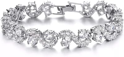 Un élégant bracelet pour femme plaqué argent parsemé d'une pierre de zircon cristal