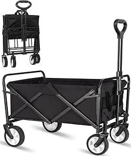 Wagon de camping pliant, chariot de camping portable avec poignée réglable, chariot d'extérieur