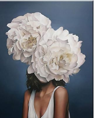 Jiaoyk diy peinture à l'huile numérique par numéros fille et fleurs peintures