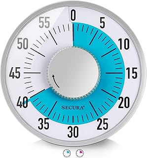 Minuteur visuel secura de 60 minutes compte à rebours mécanique de 6 pouces