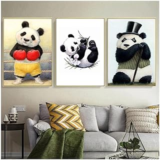 Fmeyart 3 pièces mignon panda mur art imprime bambous animaux affiche