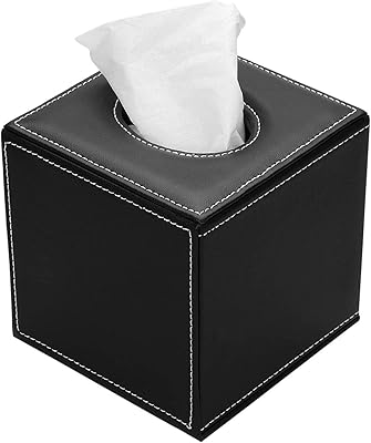 Support de boîte à mouchoirs carré en cuir pu uobami, noir