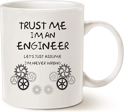 Tasse à café artistique au design unique d'ingénieur maog, faites-moi confiance, je suis un ingénieur, tasse en céramique blanche, 11 oz. Diaytar Sénégal : Le plaisir d'acheter sans se priver