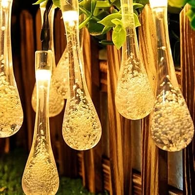 7 m-24 pieds étanche 50 led guirlande lumineuse solaire extérieure lumières goutte d'eau