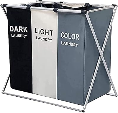 Panier à linge ecv organisateur de tricolore avec 3 sections paniers