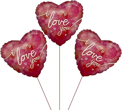 3 ballons en aluminium en forme de coeur i love you, taille 18