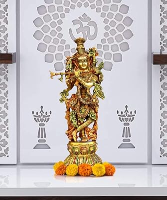 Statue d'idole radha krishna kishan murti esplanade en laiton | idoles pooja |
