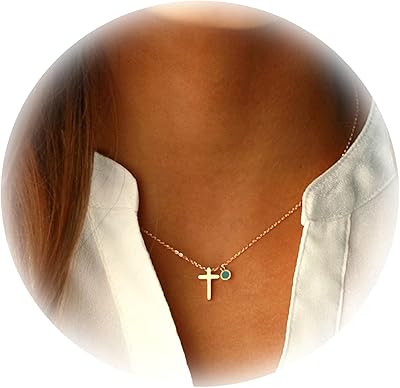 Collier croix simple en or 18 carats-argent rempli de foi petit collier