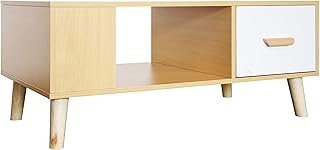 Mahmayi h302 table basse multifonctionnelle moderne, meuble de rangement avec tiroirs et étagère