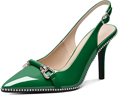 Escarpins à perles pour femmes, talon haut, bout pointu, talons aiguilles de 3,5