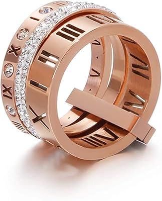 Bague rotative 3 en 1 avec un motif de chiffres romains incrustés