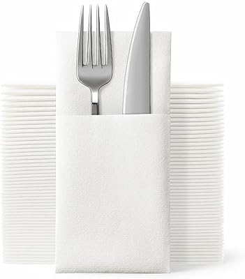 Serviettes jetables en tissu giplas, pochette à couverts intégrée, serviettes de mariage au
