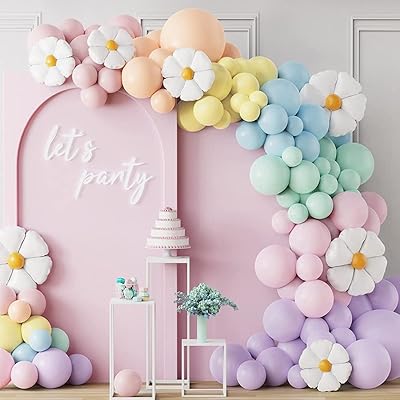 141 pièces kit d'arc de guirlande de ballons de marguerite blanche groovy fleur