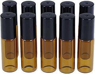 10 flacons roulants ambrés de 5 ml avec bille métallique, flacons d'huiles essentielles