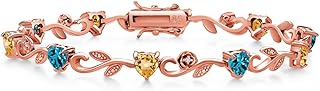 Bracelet en argent plaqué or rose 18 carats avec topaze bleue de londres