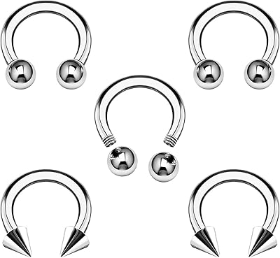 5 pièces de boucles d'oreilles en forme de fer à cheval en acier