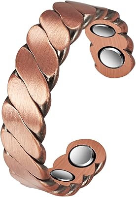 Bague en cuivre pour femmes et hommes bague magnétique réglable pur vintage énergie