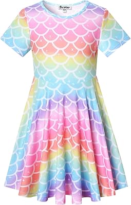 Robes licorne pour filles vêtements d'été décontractés à manches courtes pour enfants