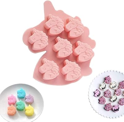 Moules en silicone tête de licorne 7 cavités moule à muffins au chocolat