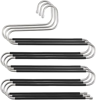 Cintre pour pantalons jomilla antidérapant en forme de s en acier inoxydable multicouche